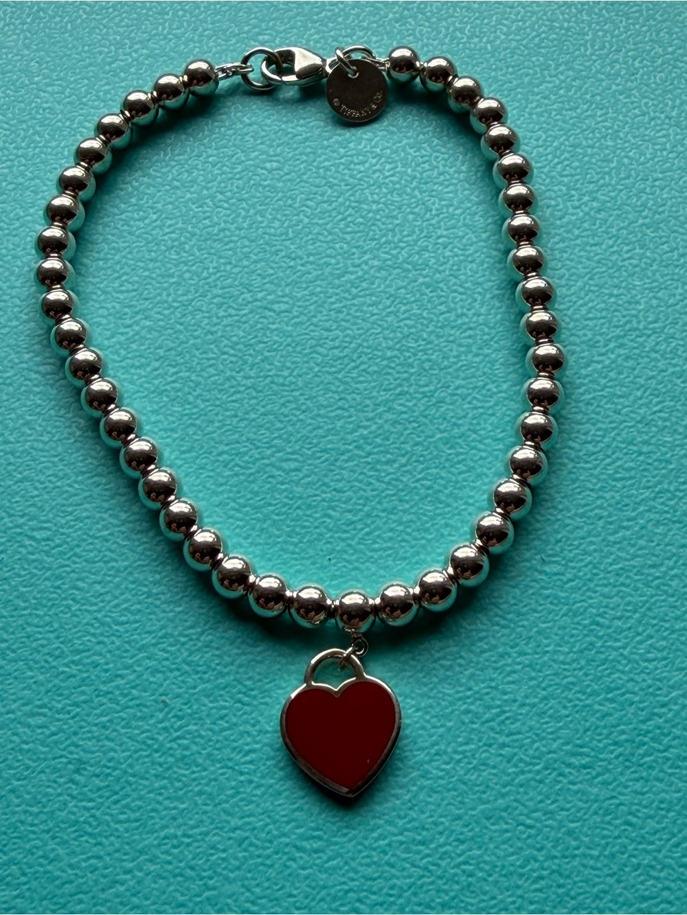 Tiffany&Co. Red Heart Tag  Bead Bracelet